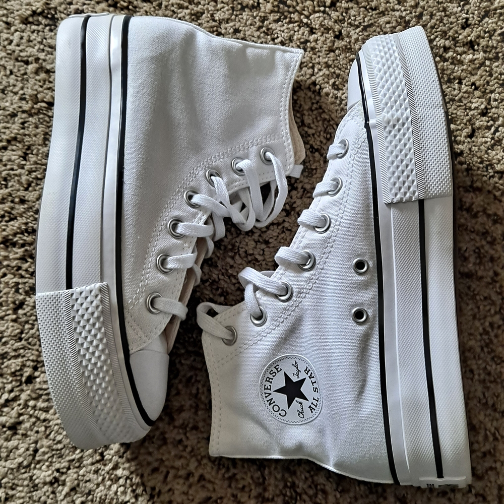 CTAS Women's White Converse Lift Platform High Tops Size 7.5 - Picture 3 of 8